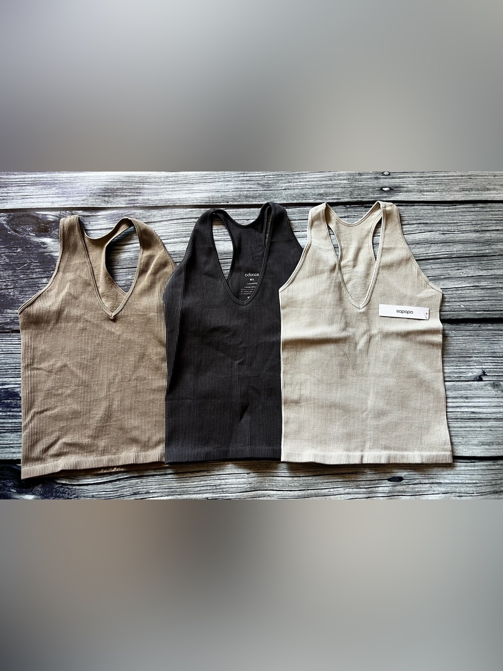 ODODOS 3-Pack Seamless Racerback Crop Tank for Women Ribbed Knit - M/L